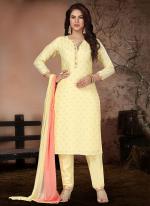 Muslin Silk Yellow Festival Wear Embroidery Work Readymade Straight Suit